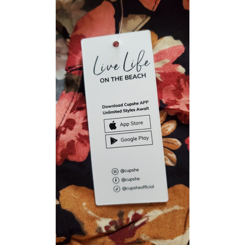 Cupshe Romantic Bouqet Floral Notched Neck Short Sleeve Mini Dress Size S - Picture 12 of 16